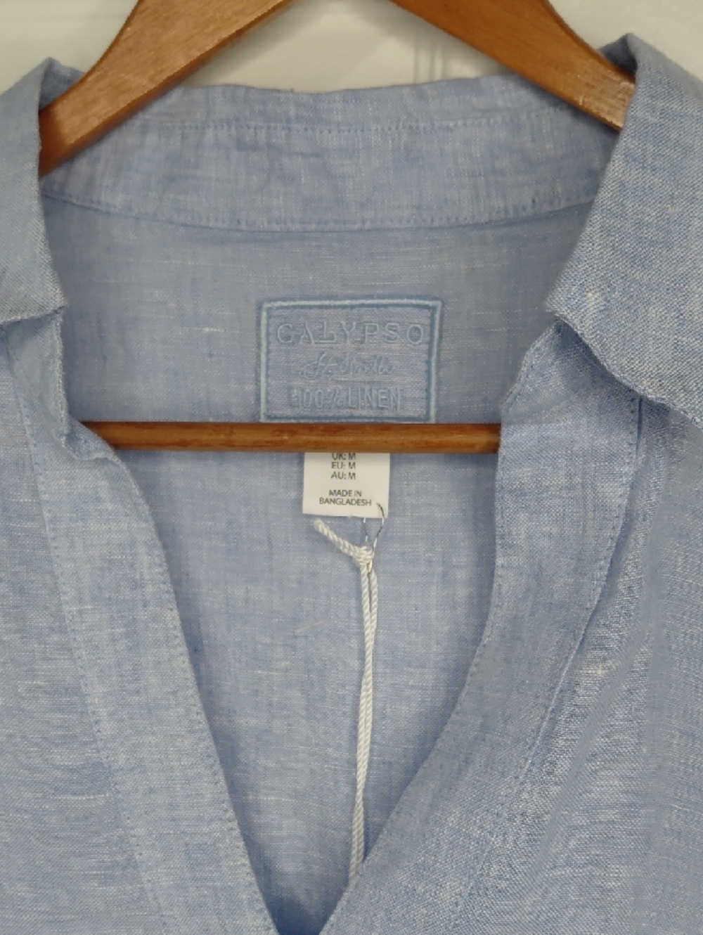 Calypso St. Barth Pale Blue Linen V-Neck Tunic 100% Linen - Picture 3 of 7
